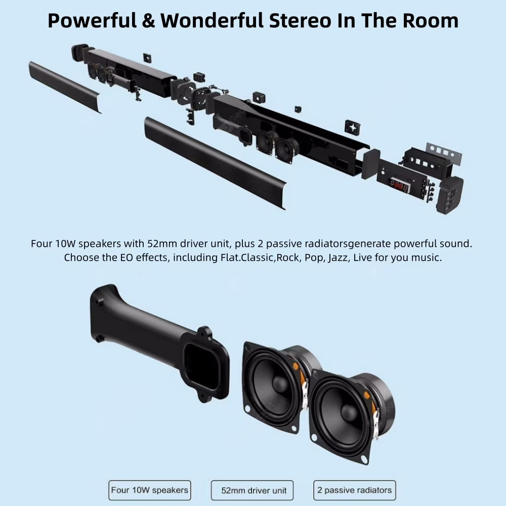 Sound Bar for TV 120W Wireless Bluetooth 5.0 Soundbars 3D Surround Sound System Home Theater Speaker Split Soundbar