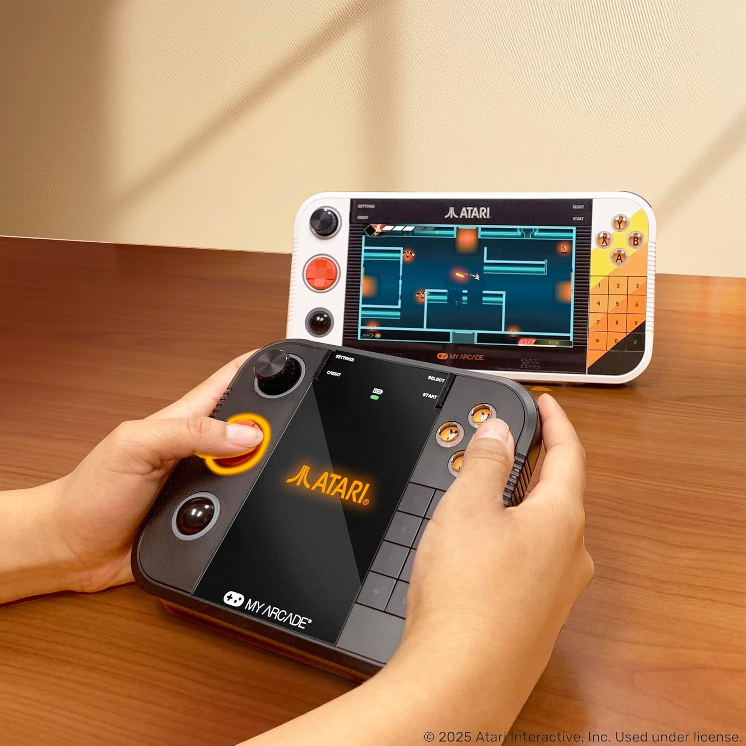 Atari Gamestation Go: Rechargeable Battery, over 200+ Preloaded Retro Video Games Including Pac-Man, Recharged, & Balls of Steel, Wi-Fi, Smartglow, 7 Inch Display