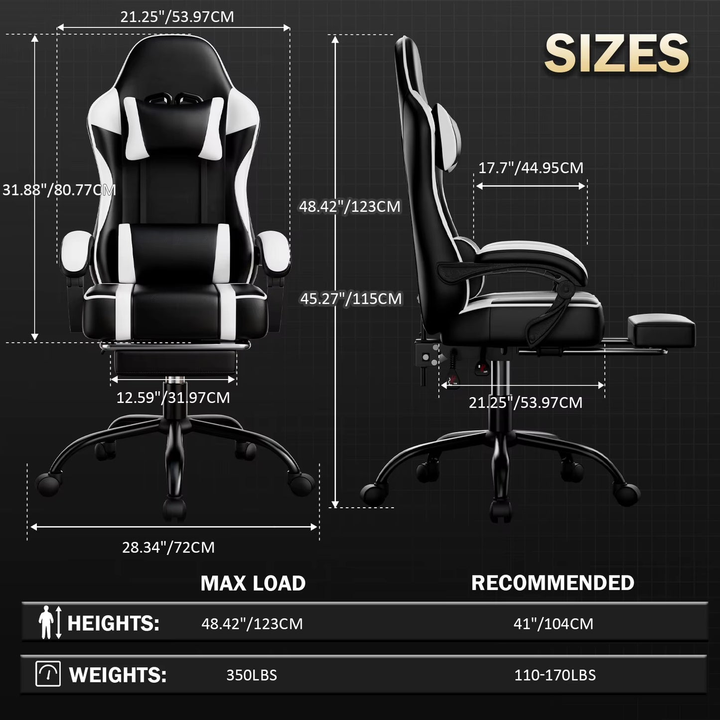 Ergonomic Gaming Chair Recliner, PU Leather Racing Game Chairs for Adults, Executive Office Chair Gamer Chair with Massager
