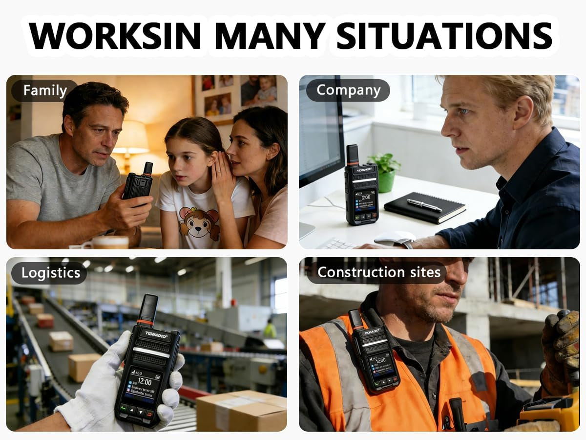 Rapid Global Walkie Talkies Long Range, Unlimited Range TD-G18 4G LTE Poc Radios, Nationwide PTT Two Way Radios Long Distance 6000+Miles for Family Logistics Company-2Pcs with SIM Card
