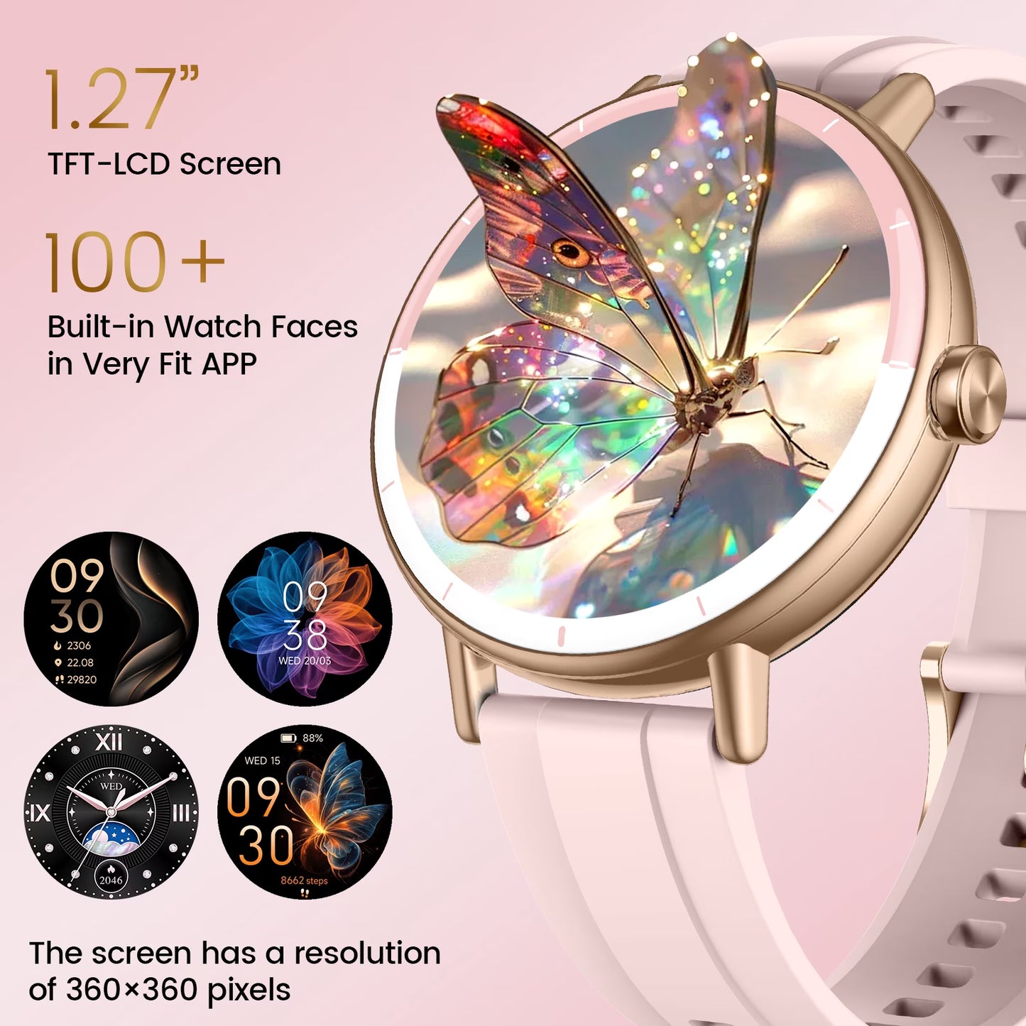 Smart Watches for Women, 1.27" HD Touchscreen Fitness Tracker with Bluetooth Calls, 100+ Sport Modes Ladies Smart Watch, IP68 Waterproof Smartwatch Compatible Ios/Android