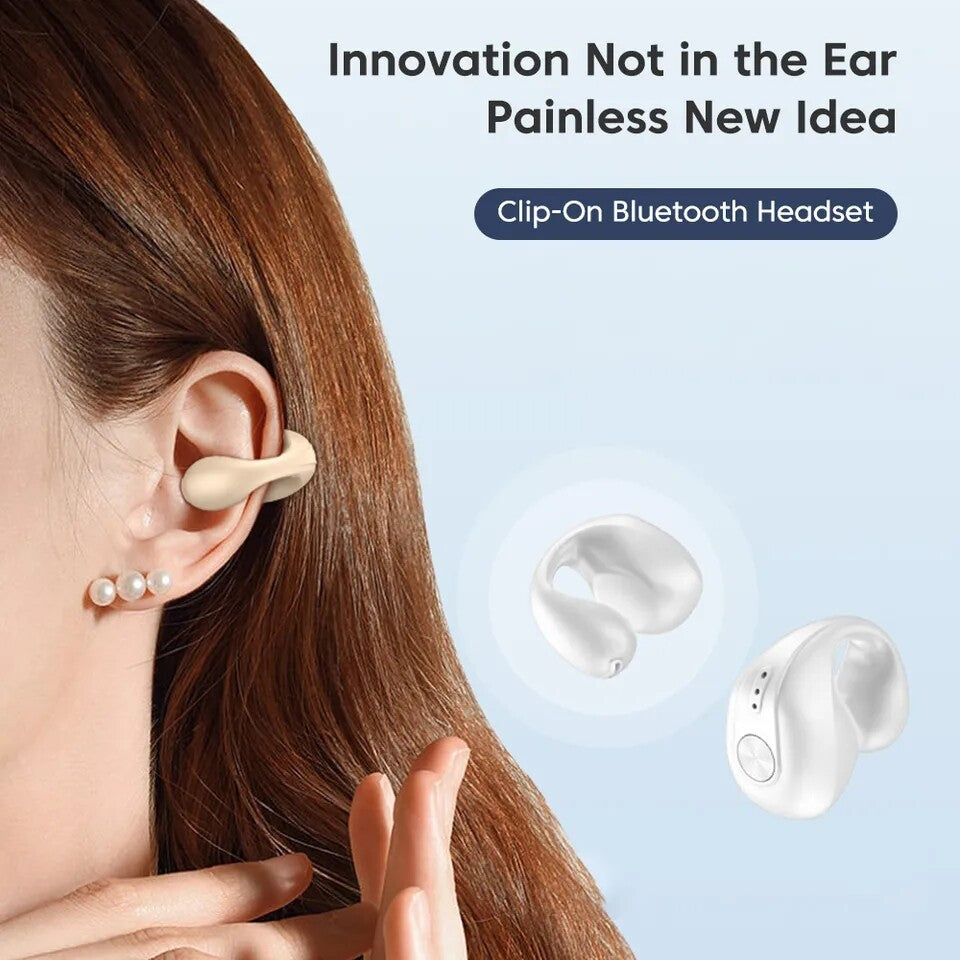 Bluetooth 5.3 Wireless Earbuds Ear Clip Bone Conduction Headphones Sport Headset