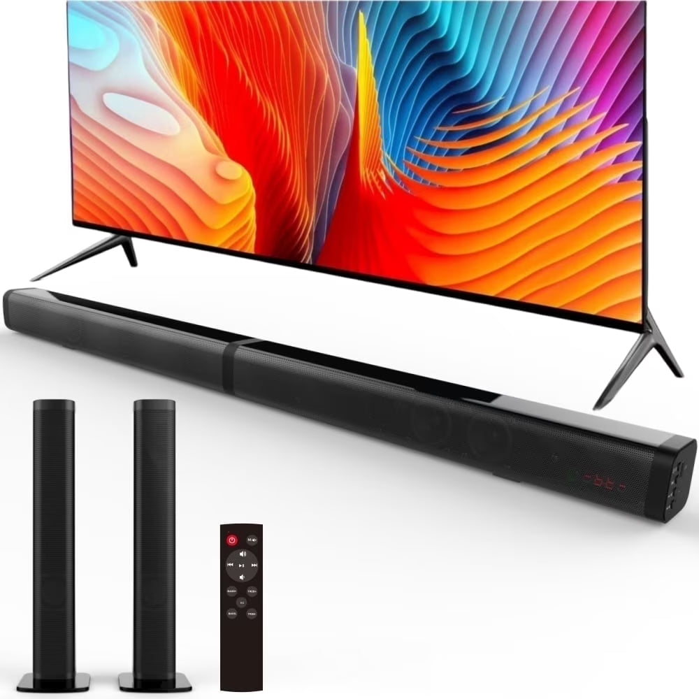 Sound Bar for TV 120W Wireless Bluetooth 5.0 Soundbars 3D Surround Sound System Home Theater Speaker Split Soundbar