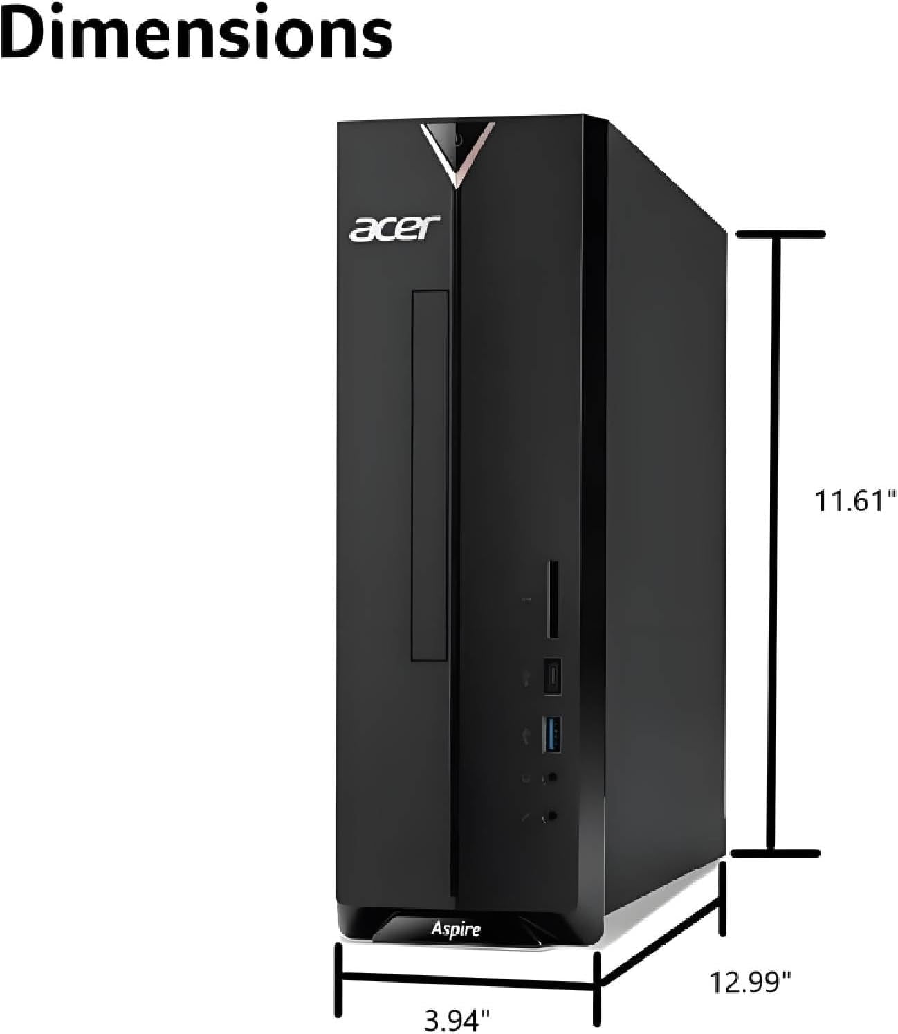 Acer Aspire Business Desktop, Intel Processor, 8GB Memory, 256GB Pcie SSD, Ultra-Quiet Design, SD Card Reader, Dual 4K Monitor Support, USB-C, Wired Keyboard and Mouse, Windows 11