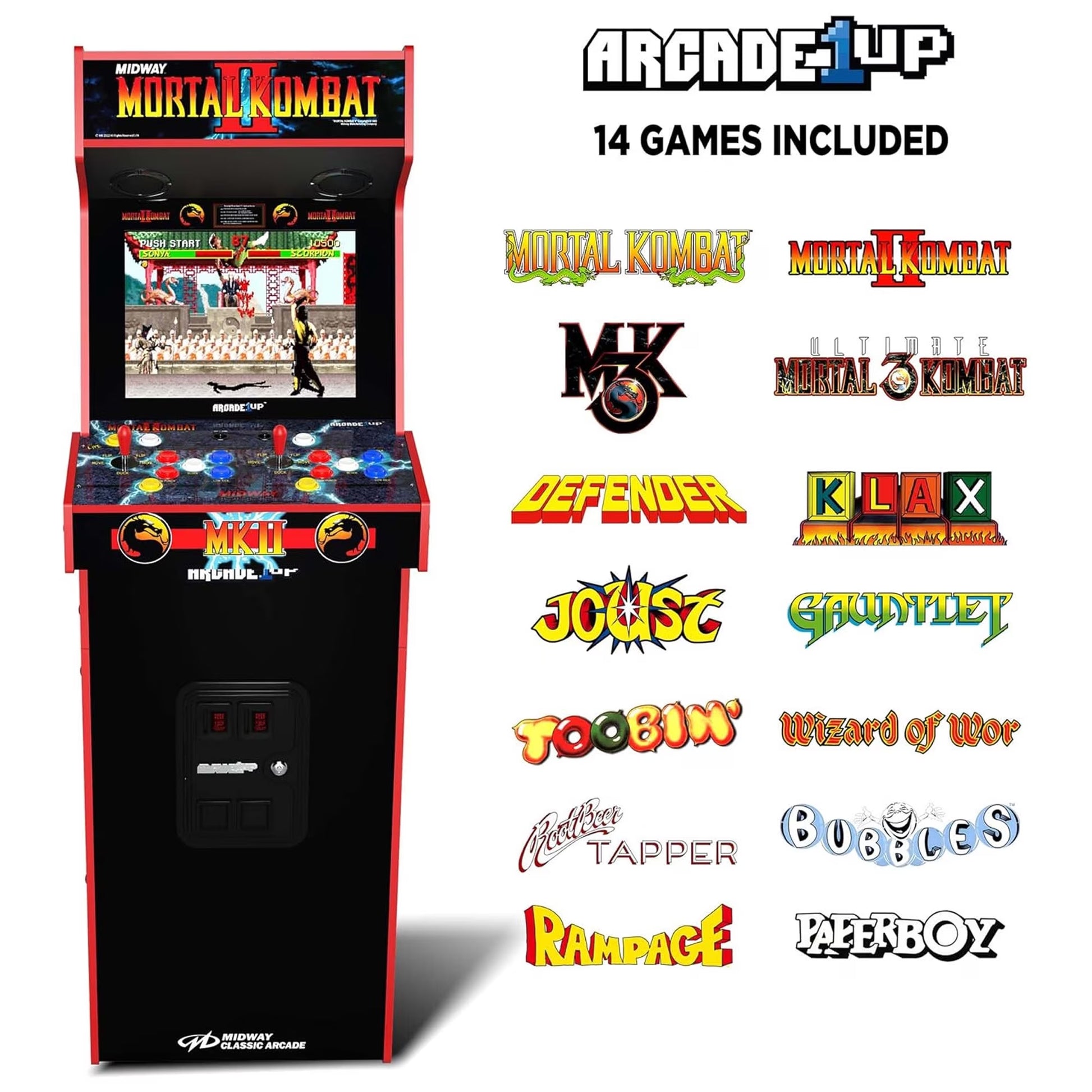 Mortal Kombat II Deluxe Arcade Machine Gaming Cabinet with 14 Games