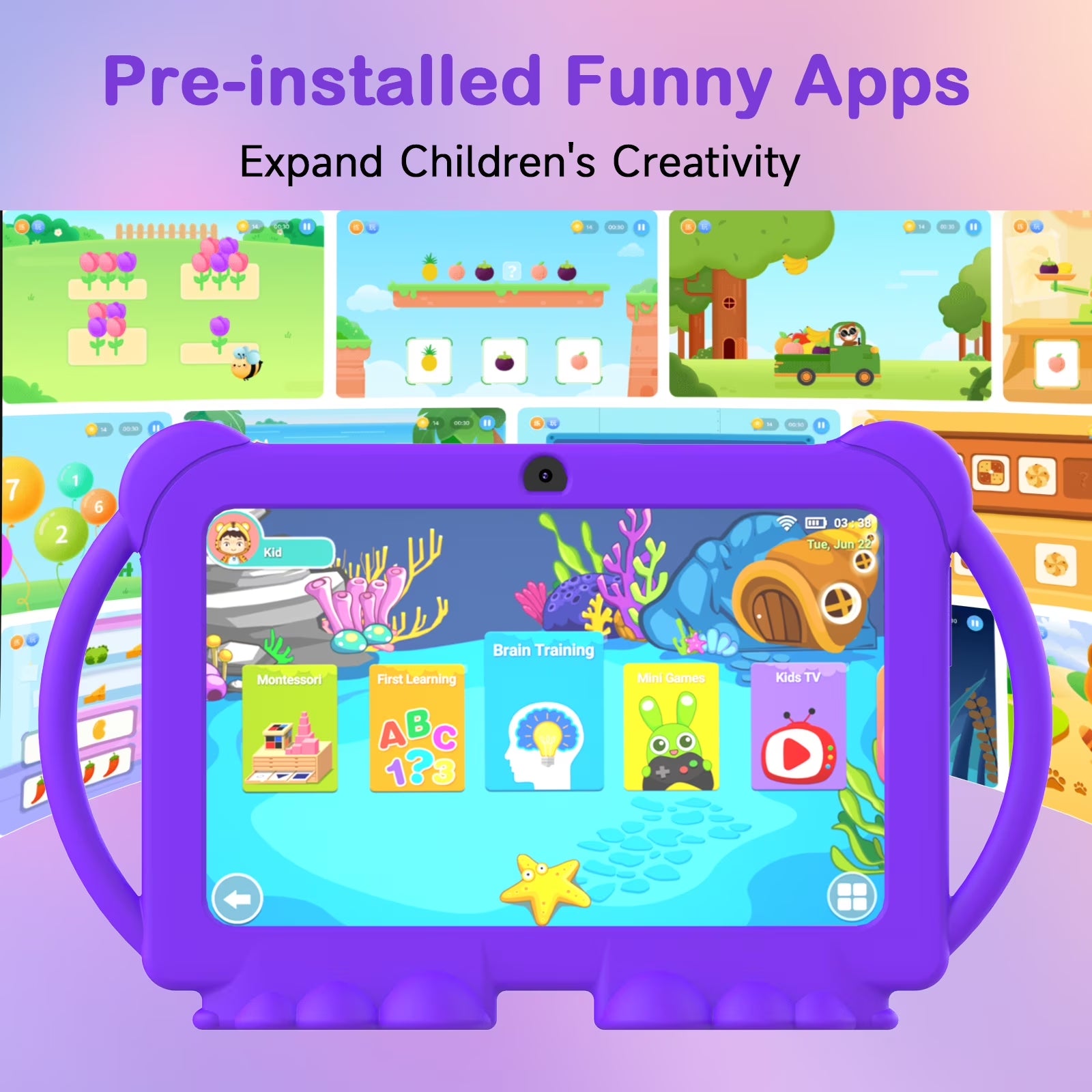 Android Tablet 7 Inch Kids Tablet with Protective Case, 4GB+32GB (Supports 512GB), Dual Cameras, 3000Mah Battery, Wifi 6, 1080P HD - Perfect Holiday/Birthday Gift