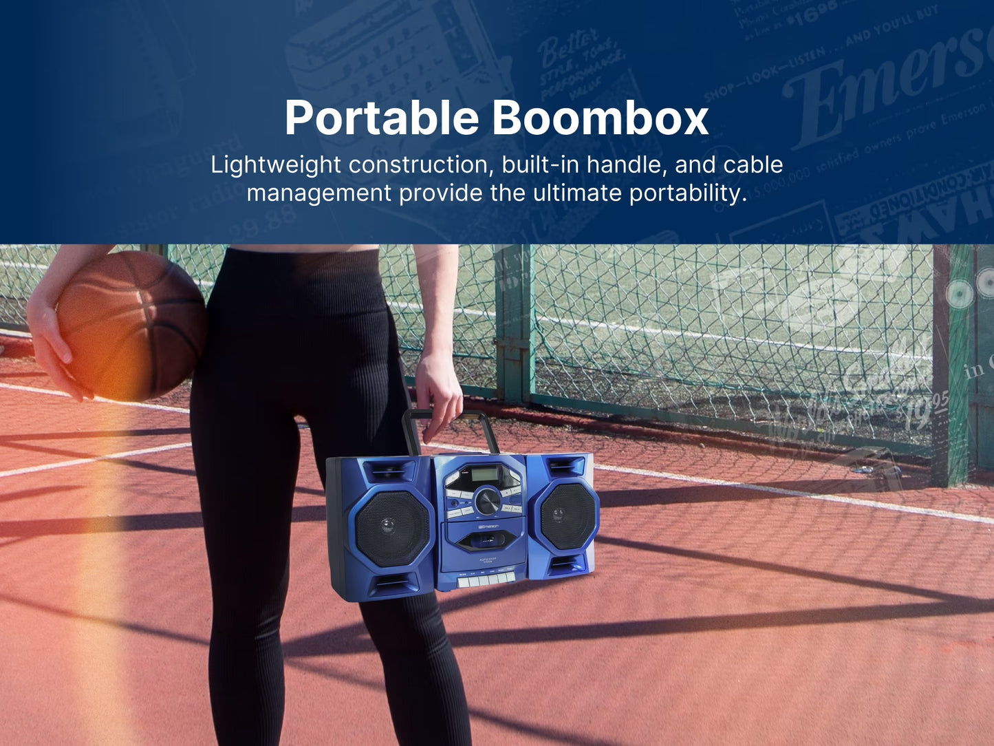 EPB-4000 Portable CD & Cassette Stereo Boombox with AM/FM Radio, Black
