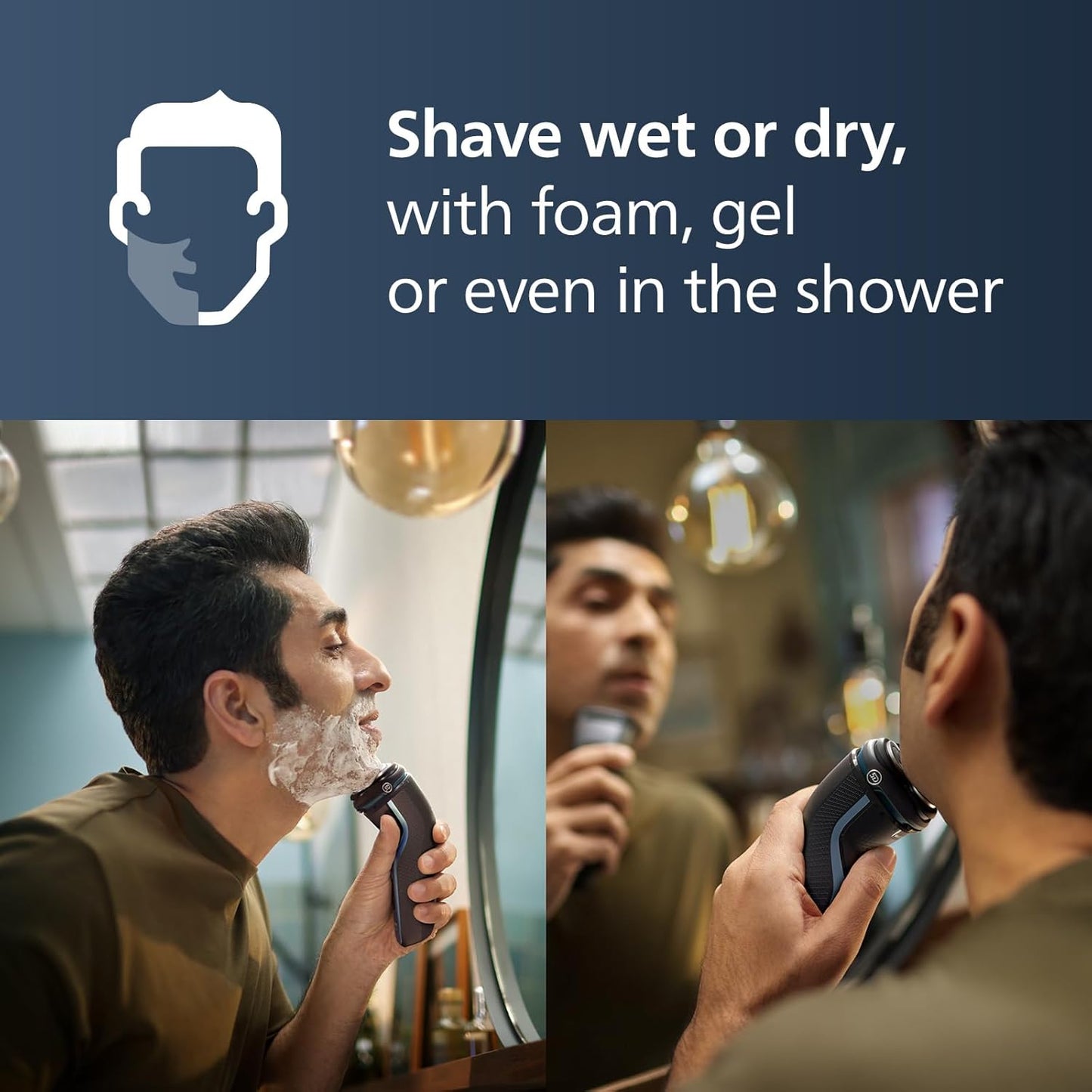 Shaver 3600 Series, Wet and Dry Electric Shaver, P-Cap, Travel Pouch, Storm Blue, Model S3243/91
