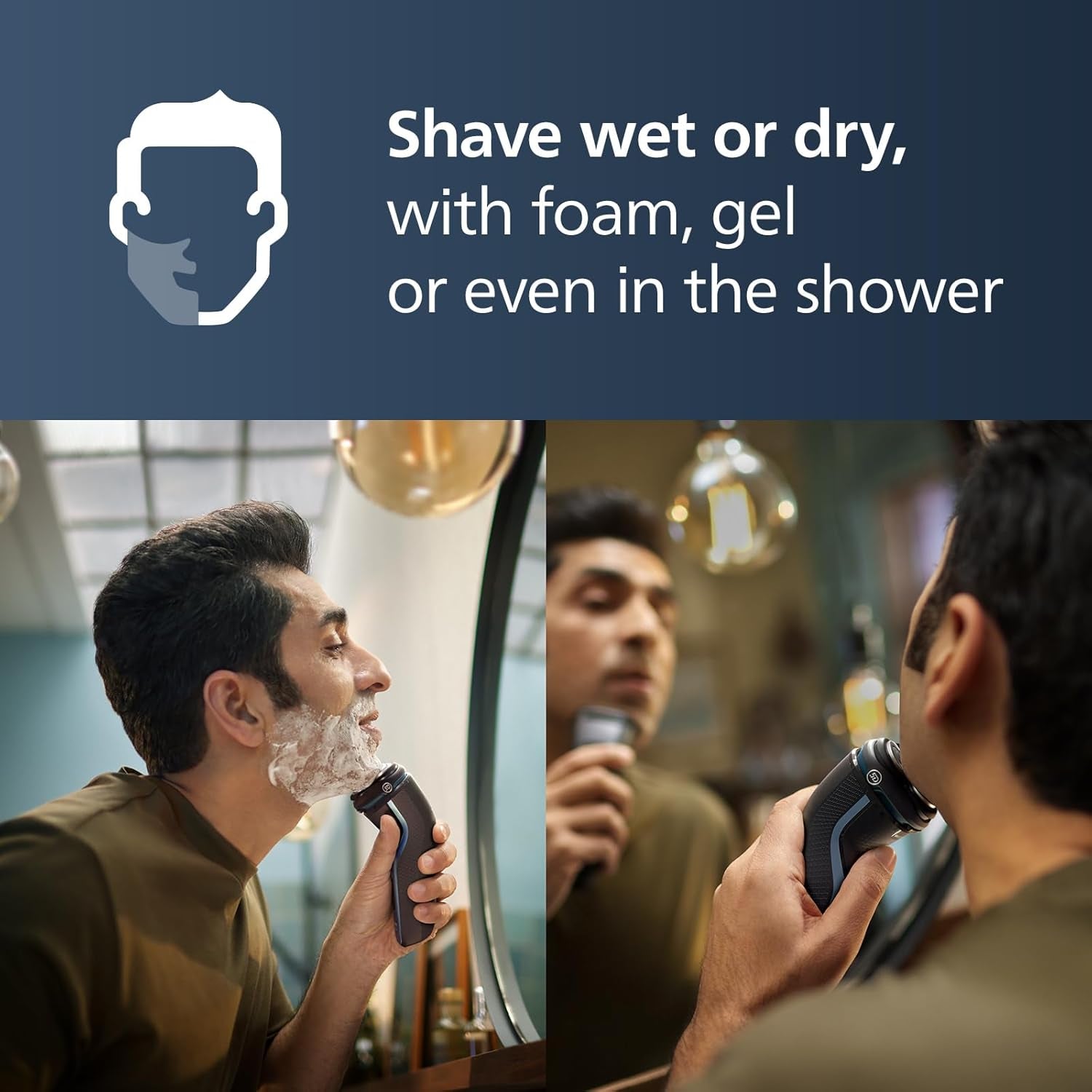 Shaver 3600 Series, Wet and Dry Electric Shaver, P-Cap, Travel Pouch, Storm Blue, Model S3243/91