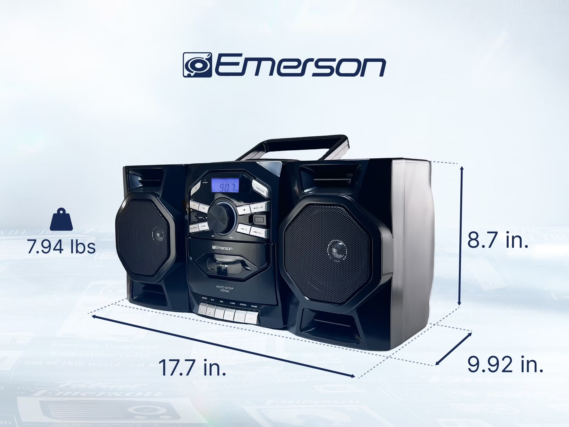 EPB-4000 Portable CD & Cassette Stereo Boombox with AM/FM Radio, Black