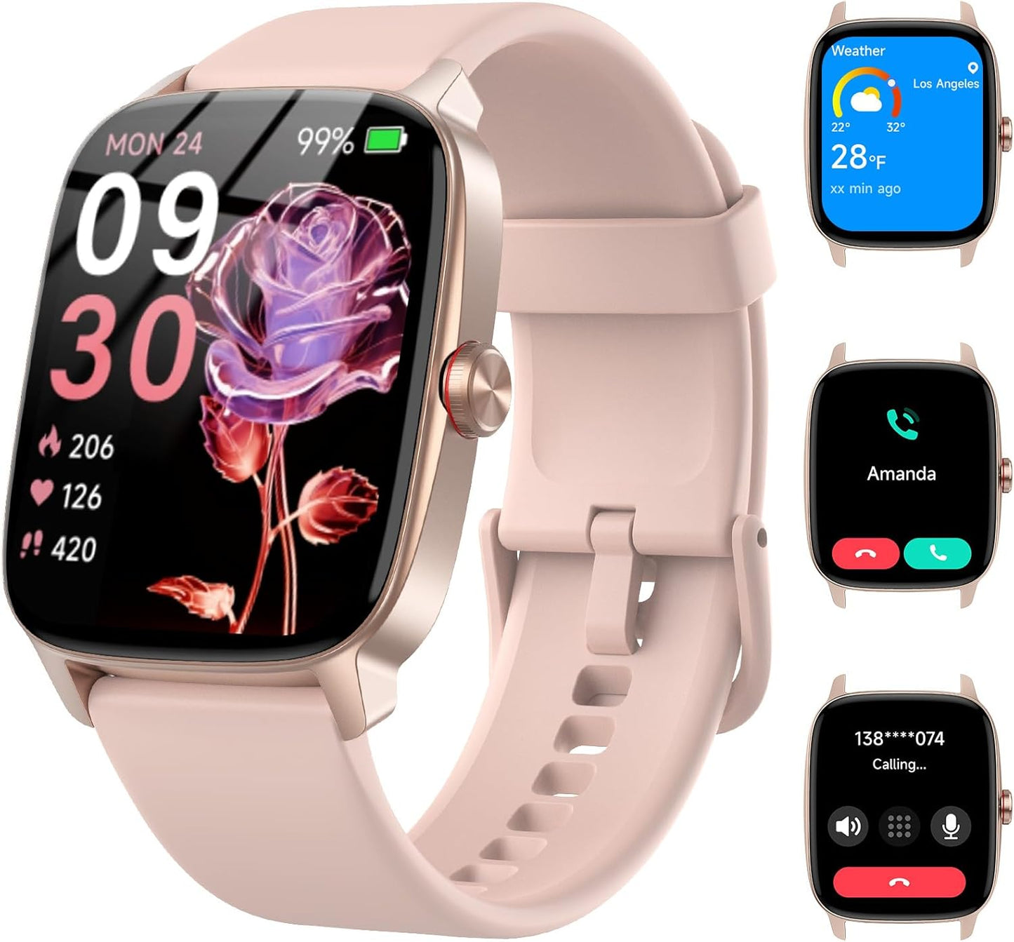 Smart Watch for Men Women with Bluetooth Call & AI Voice, 1.85" HD Fitness Tracker with Heart Rate Spo2 Sleep Monitor, 100+ Sports Modes, Mini Games, IP68 Waterproof Smartwatch for Android Ios Phones