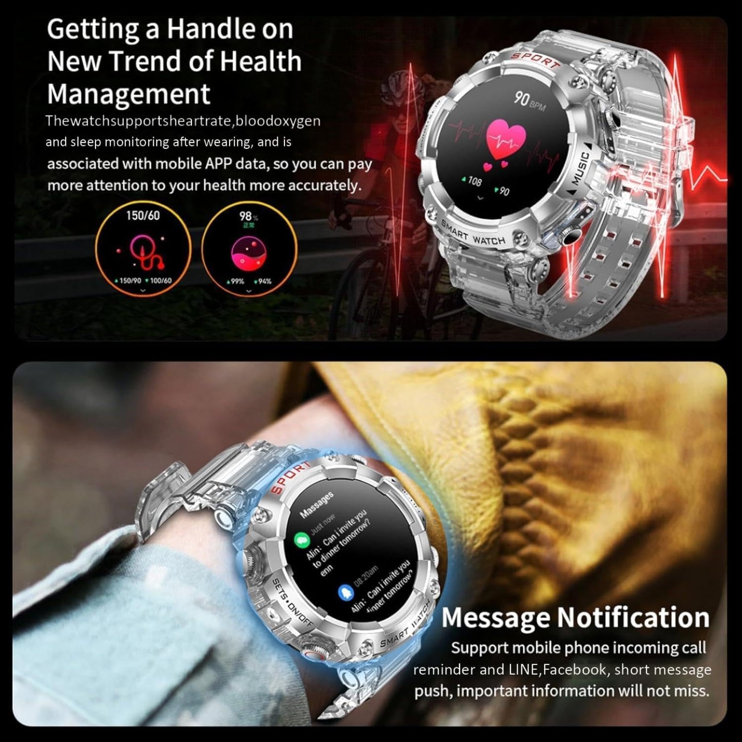 Smart Watch with Earbuds for Women Men,1.52" HD Touch Screen & Bluetooth Call (Make/Answer),Activity Tracker 2 in 1 Heart Rate Monitor,Bluetooth Watch with Local Music for Android Ios