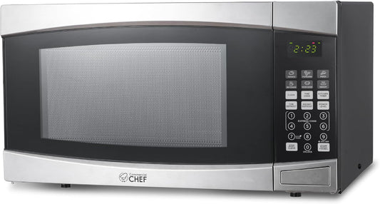 1.4 Cubic Foot Microwave with 10 Power Levels, Small Microwave with Push Button, 1100 Watt Microwave with Digital Control Panels, Countertop Microwave with Timer, Stainless Steel