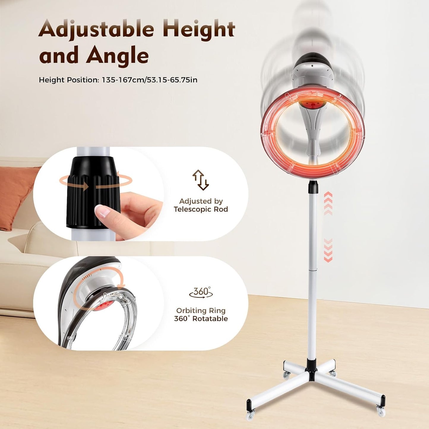Multifunction Stand Hair Dryer, 950W Free-Stand Hair Dryer Color Processor Drying Perming Machine Orbiting Rotating Hair Perm Salon Styling