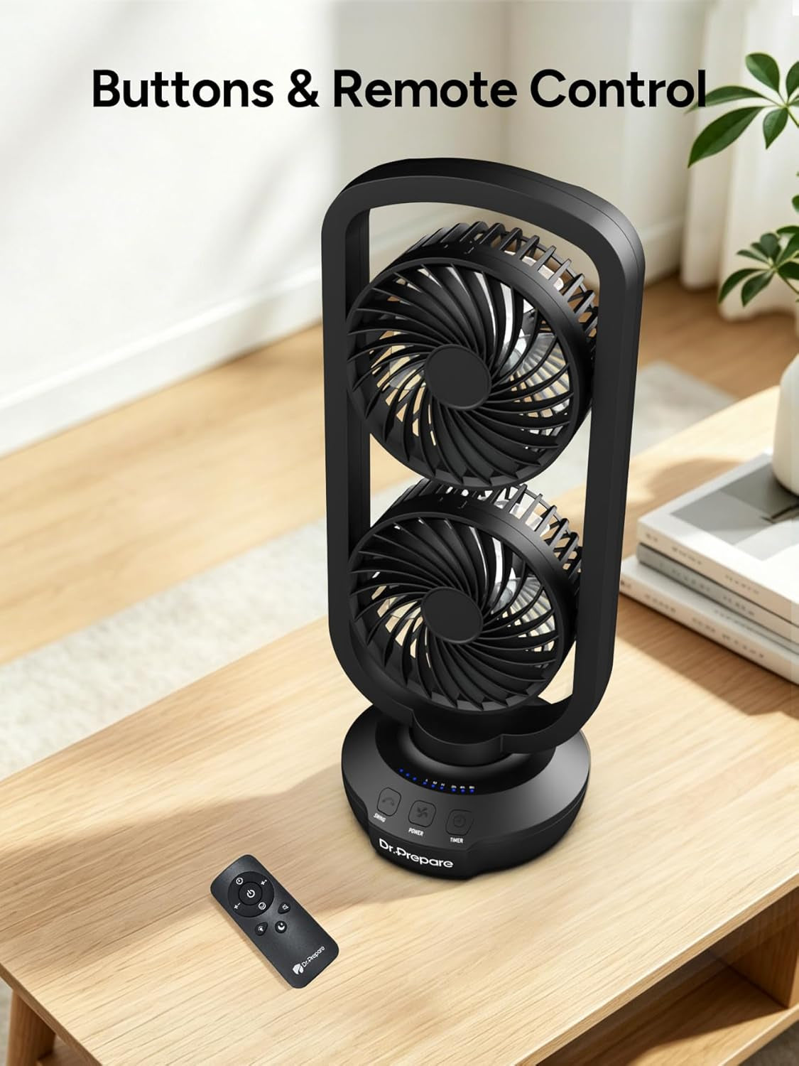 Small Tower Fan Oscillating Table Fans with 270° Tilt, 105° Oscillating, 3 Speeds and 3 Auto-Off Timer, Portable USB Powered Desk Fan for Bedroom Office Home Desk, Powerful Airflow 15 Inch