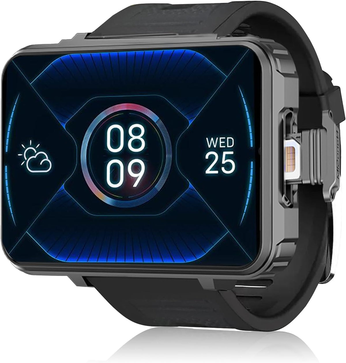 4G Smart Watch for Men 2.4" Display Android 10.7 4GB RAM 64GB ROM 1500Mah Watch Phone with Face ID Dual Camera Bluetooth GPS Waterproof Smartwatch (Black - 4GB+64GB)