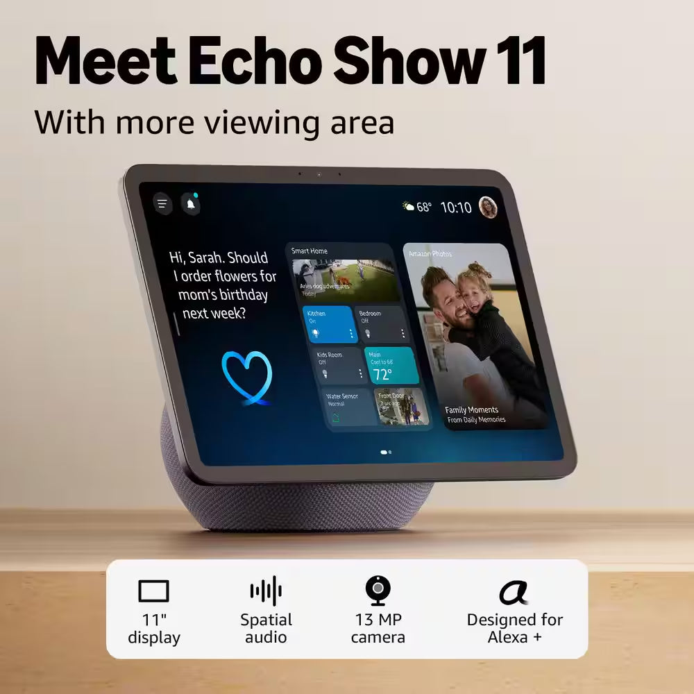 Echo Show 11 Vibrant Full-Hd 11 In. Display - More Viewing Area and Spatial Audio, Designed for Alexa+, Graphite