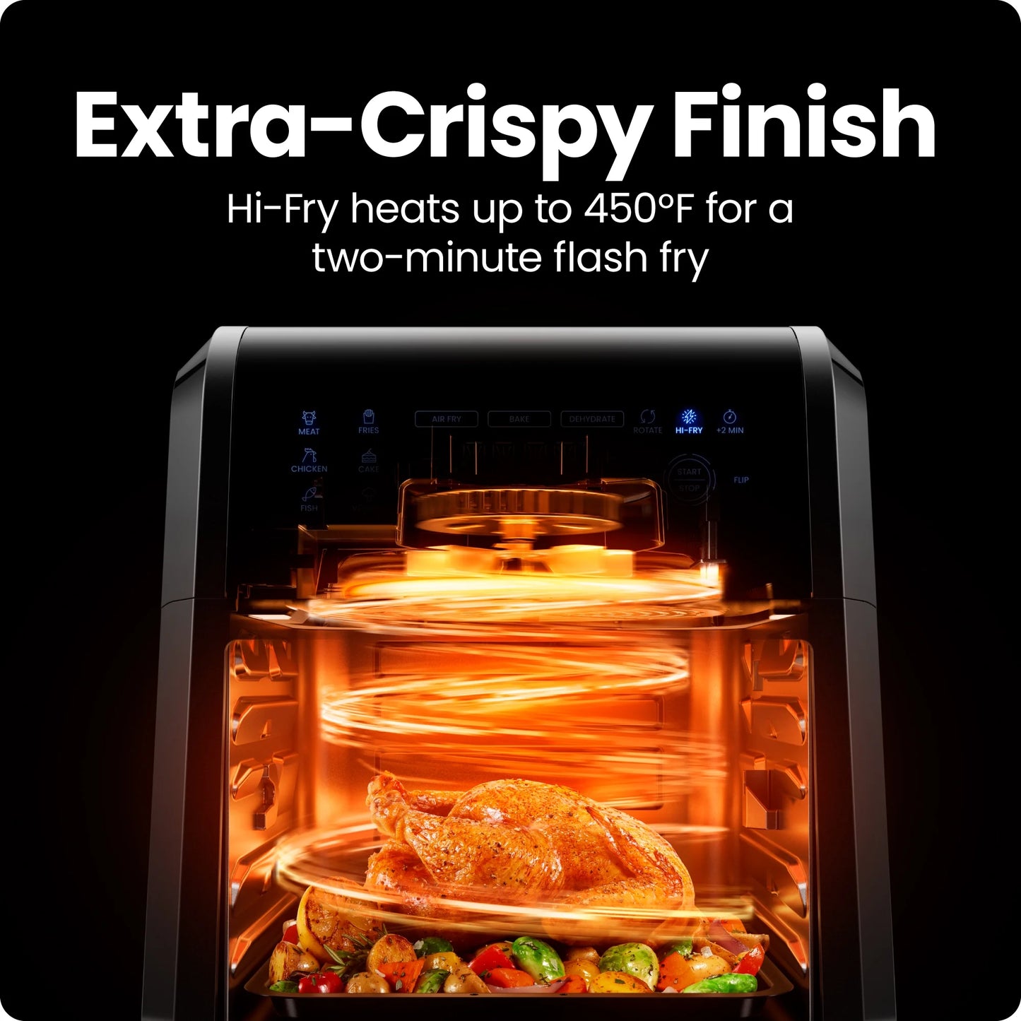 6-In-1 Multifunctional Air Fryer Oven W/ 12 Qt Capacity, Digital Touchscreen - Black
