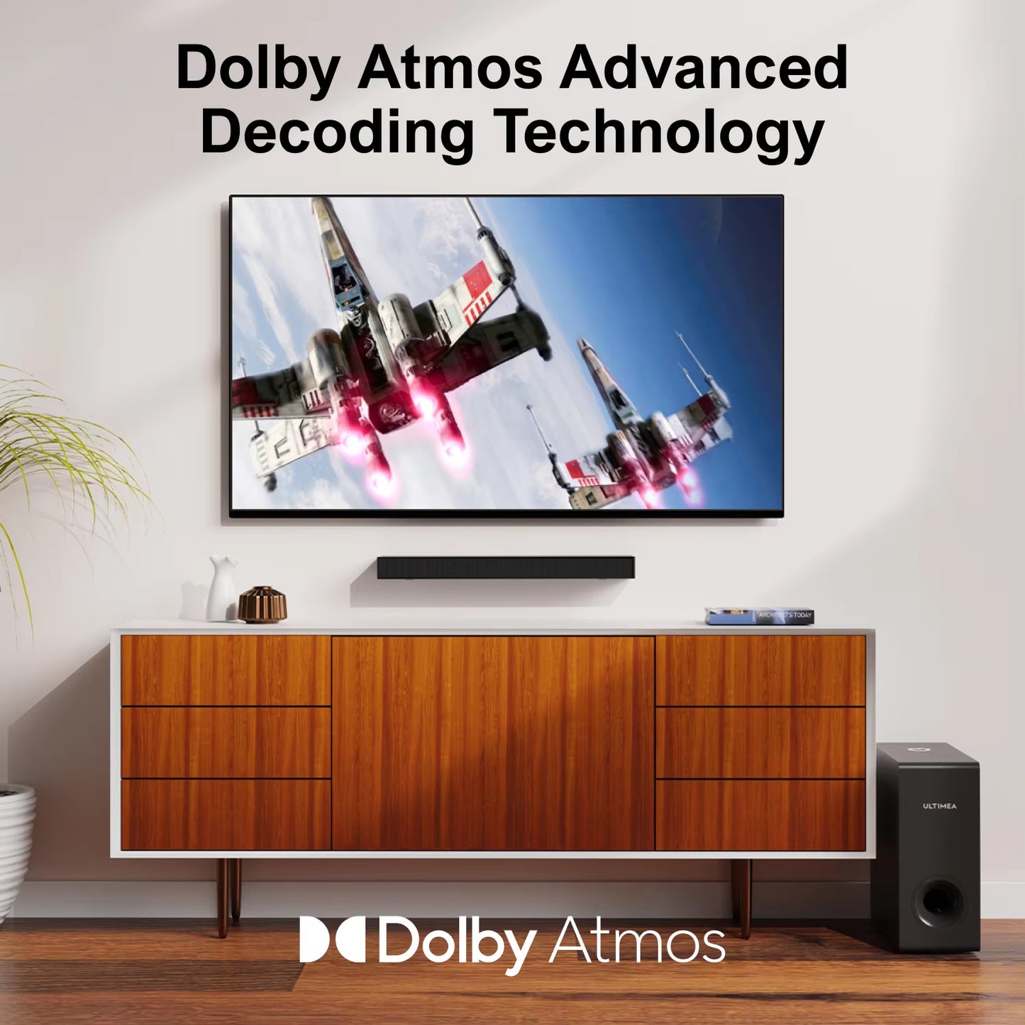 2.1 Dolby Atmos Soundbar for TV with Subwoofer & Bass Boost, 3D Surround Sound, HDMI Earc, 190W Peak Power TV Speakers
