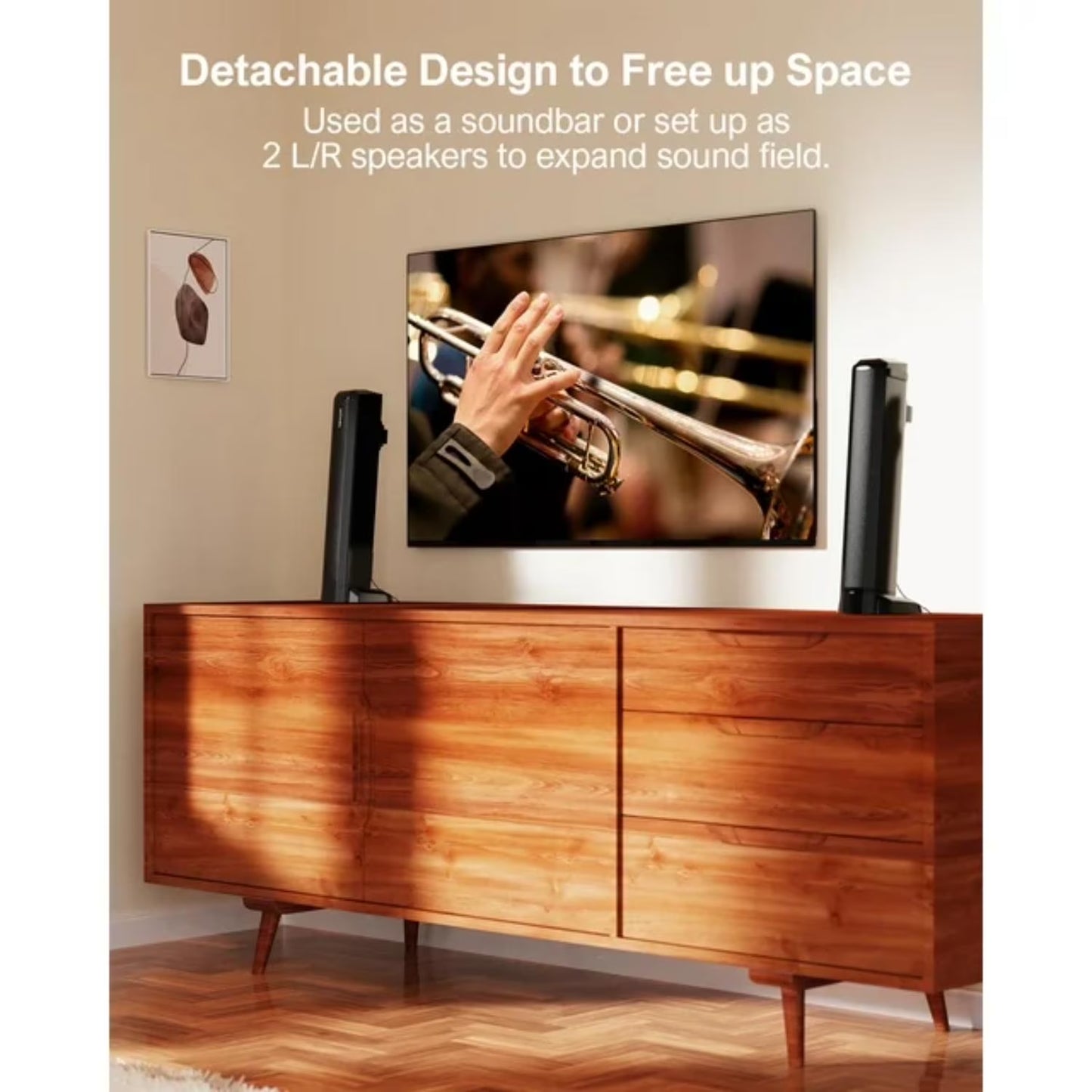 2.2Ch Sound Bar for TV, Built-In Dual Subwoofer, 2 in 1 Separable Bluetooth 5.3 Soundbar , Bassmax Adjustable TV Surround Sound Bar, Hdmi-Arc/Optical/Aux Home Theater Speakers, Wall Mount