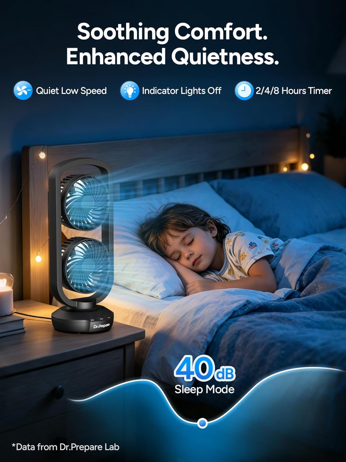 Small Tower Fan Oscillating Table Fans with 270° Tilt, 105° Oscillating, 3 Speeds and 3 Auto-Off Timer, Portable USB Powered Desk Fan for Bedroom Office Home Desk, Powerful Airflow 15 Inch