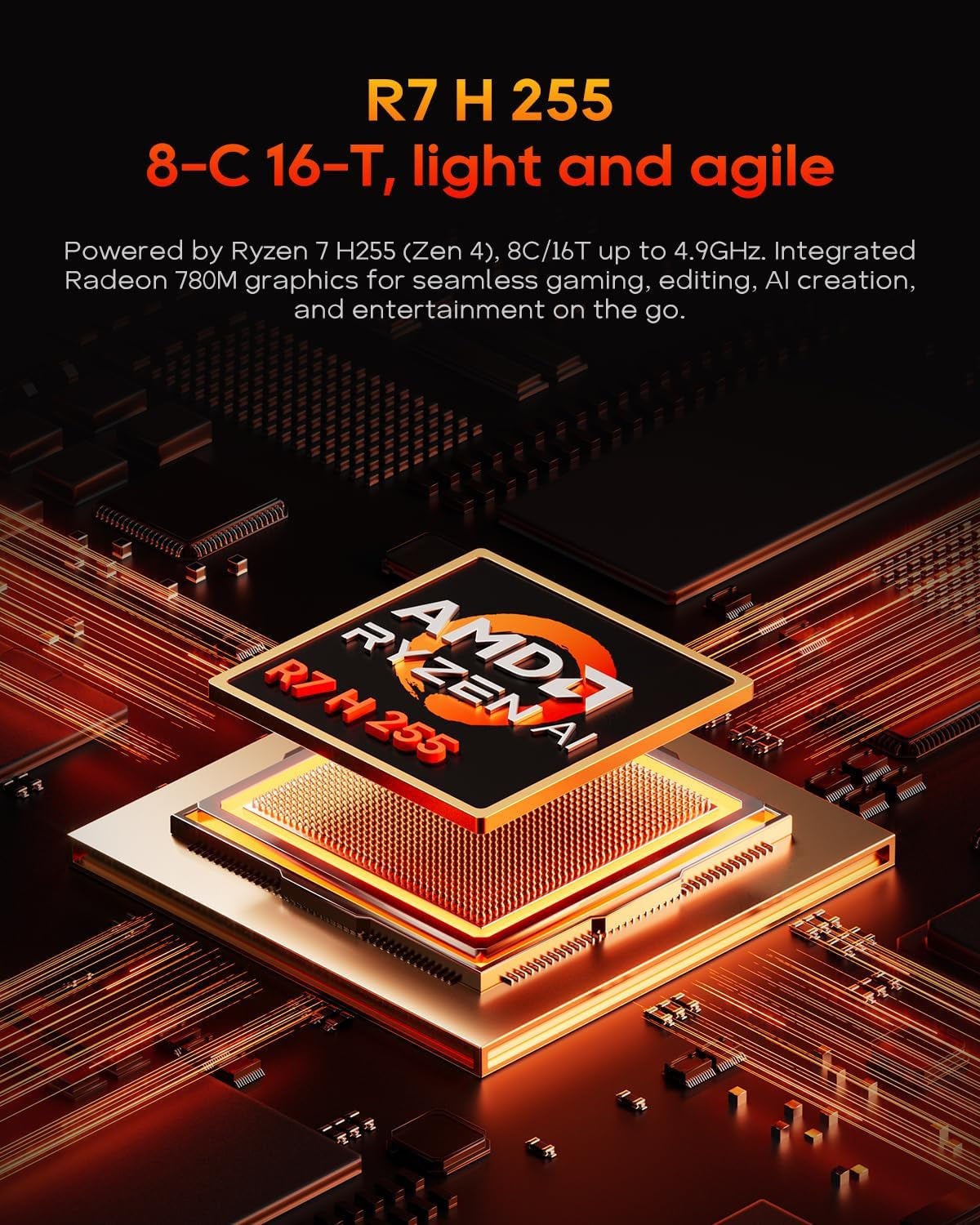 G-FLIP Mini PC, AMD Ryzen 7 H255, 5-Inch Foldable Touchscreen, Barebone Mini Computer, Dual USB4, Oculink, Dual 2.5Gbe LAN, 2× DDR5 Slots, 2× M.2 Nvme Slots, No RAM/SSD/OS
