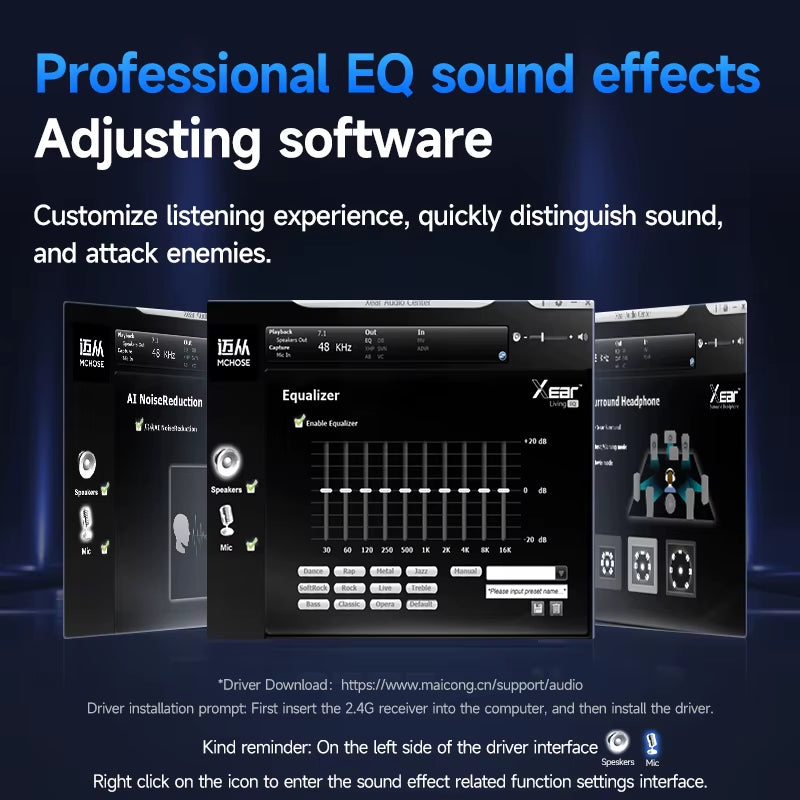 MCHOSE V9 Pro Gaming Headset, Over-Ear Quad-Mode Wireless Bluetooth Headphones for PC with Microphone (Delta Style)