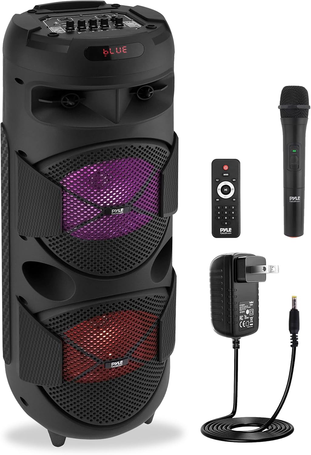 Portable Bluetooth PA Speaker-240W Dual 6.5" Rechargeable Indoor/Outdoor BT Karaoke Audio System-Tws, Party Lights, LED Display, FM/AUX/MP3/USB/SD, 6.5Mm In, Carry Handle-Wireless Mic, Remote