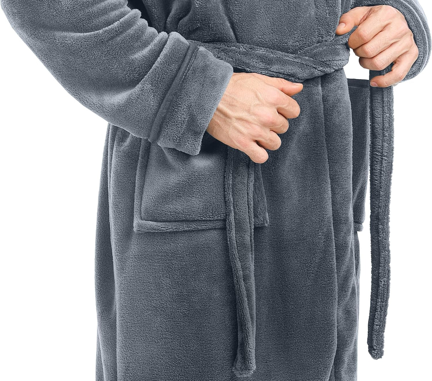Mens Robe, Luxury Plush Fleece Mens Bathrobe, Spa Bath Robe for Men