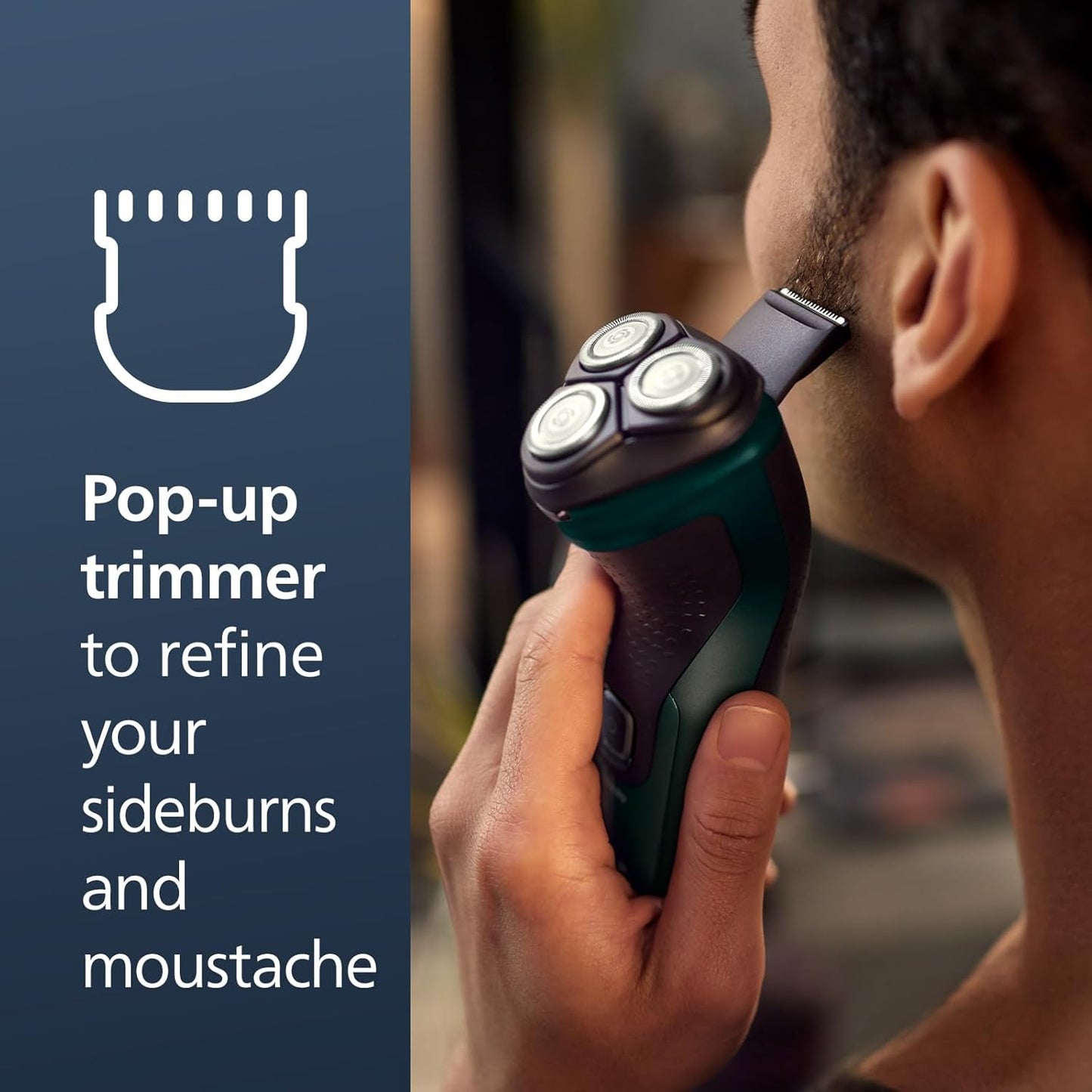 Shaver 2600 Series, Wet and Dry Electric Shaver, Pop-Up Trimmer, P-Cap, Travel Pouch, Dark Forest Green, Model X3052/91