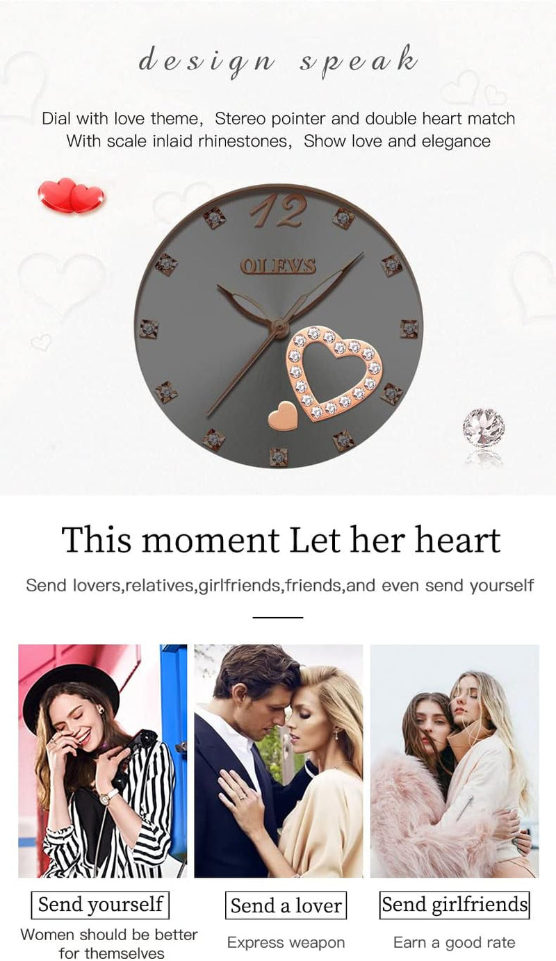 Womens Watch Gifts Set with Bracelet Rose Gold for Lady Female Minimalist Simple Slim Thin Casual Dress Analog Quartz Wrist Watches Waterproof Two Tone
