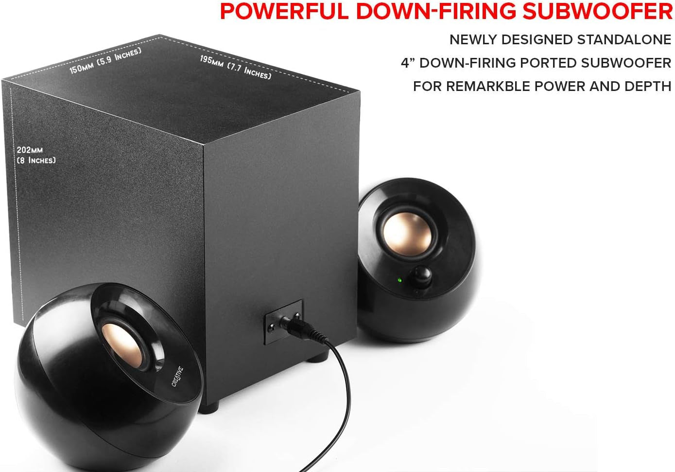 Pebble plus 2.1 Usb-Powered Desktop Speakers with Powerful Down-Firing Subwoofer and Far-Field Drivers, up to 8W RMS Total Power for Computer Pcs and Laptops (Black) | 2.1 Speakers, USB Audio, Subwoofer, Deep Bass, Far-Field Audio, Desktop Speakers, PC Audio