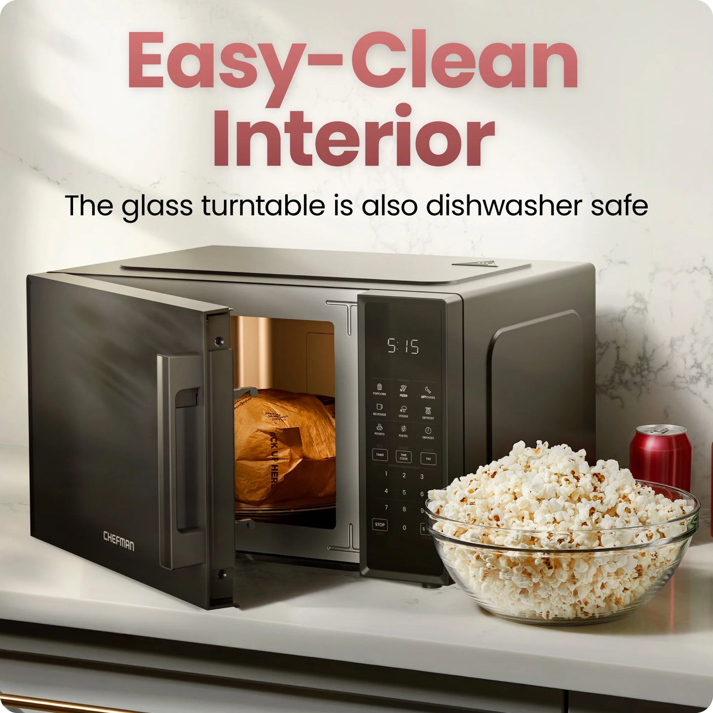 Countertop Microwave Oven 0.9 Cu. Ft., 900 Watts with 6 Presets and 10 Power Levels - Black