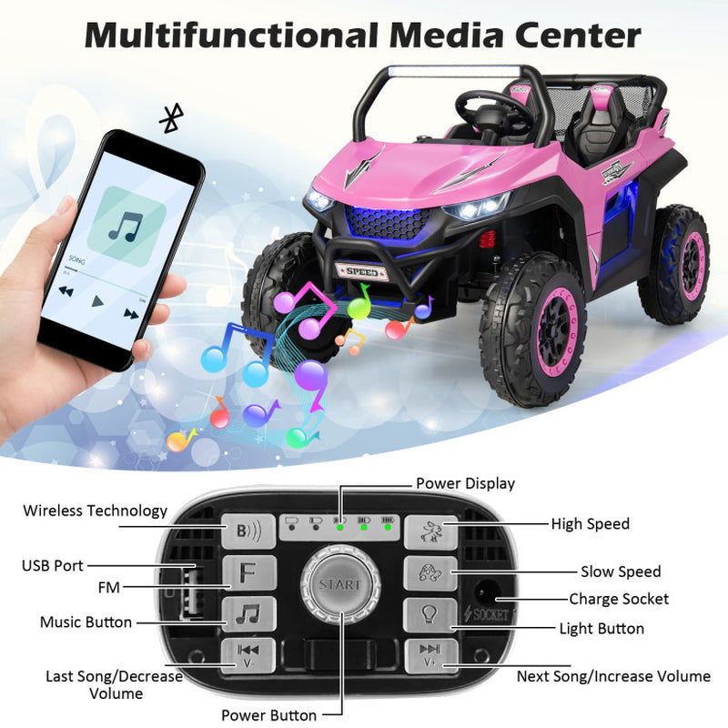12V 2-Seater Kids Ride on UTV with Slow Start Function and Music Player