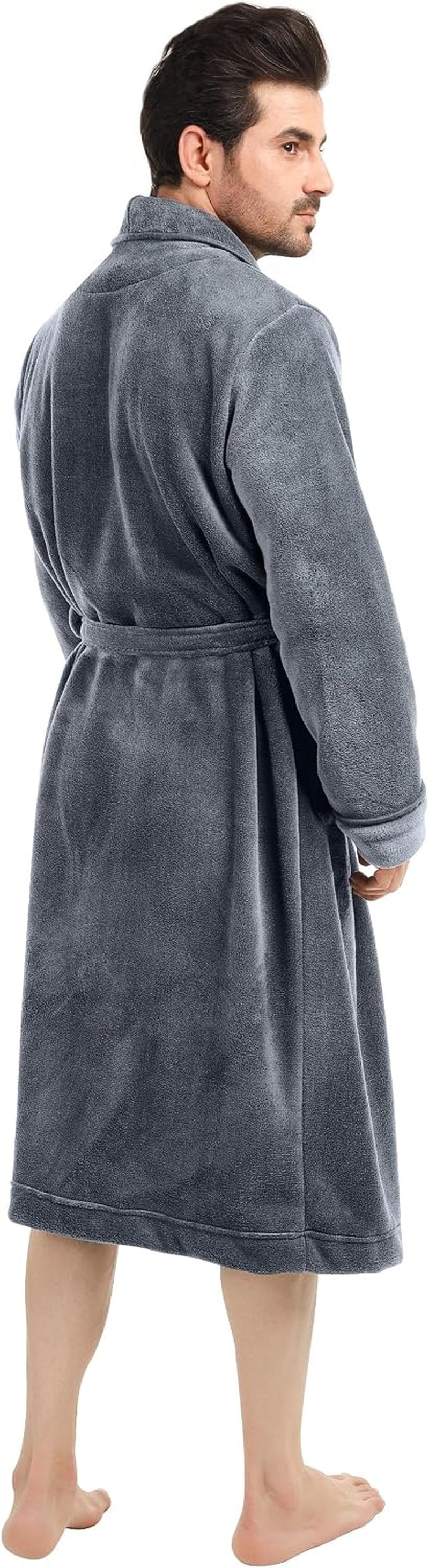 Mens Robe, Luxury Plush Fleece Mens Bathrobe, Spa Bath Robe for Men