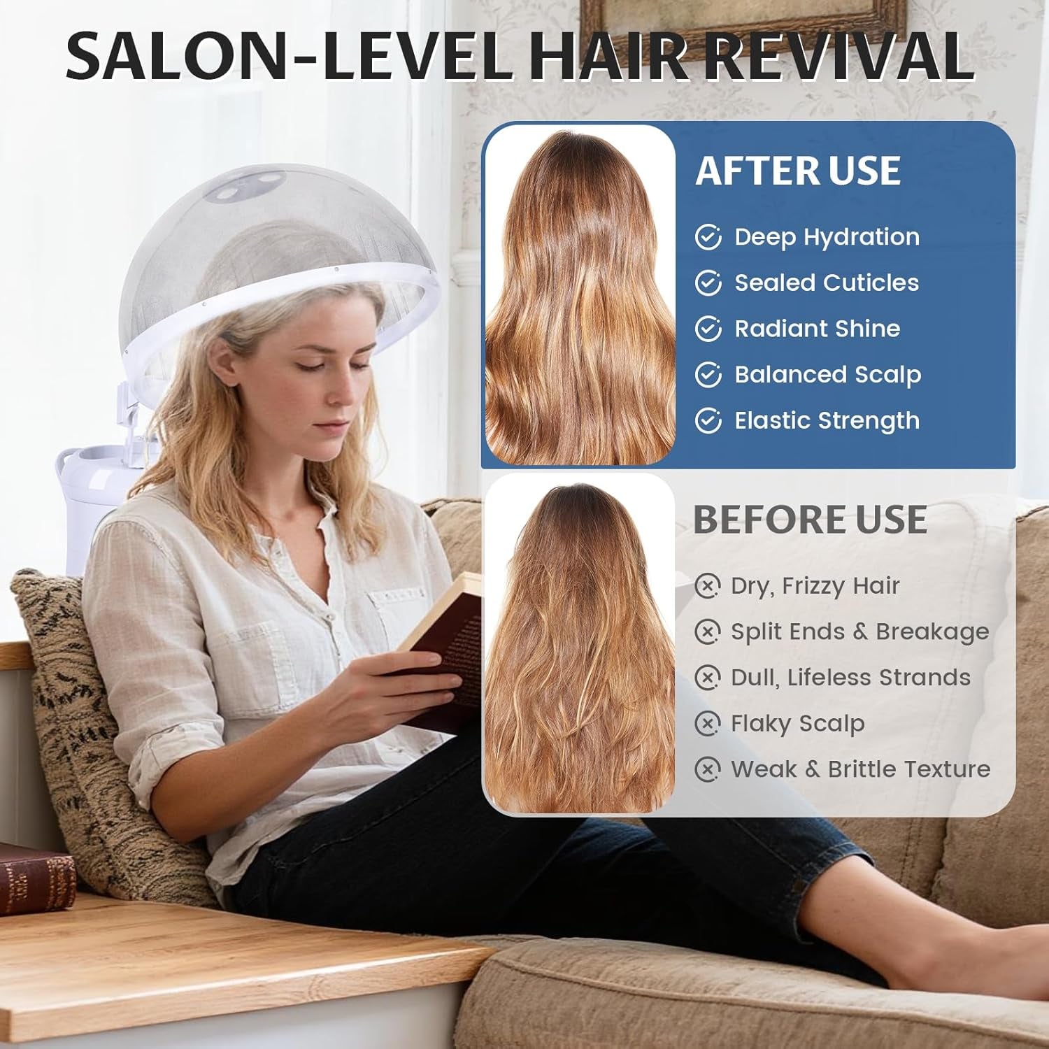 Hair Steamer,2 in 1 Hair and Facial Steamer with Extendable Arm, Portable Tabletop Steamer, Suitable for Home and Salon Personal Care