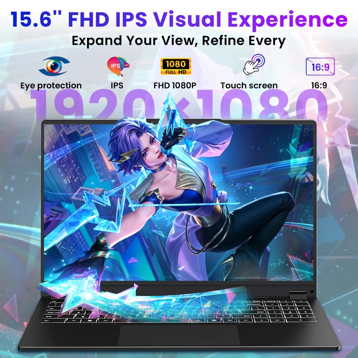 15.6" Laptop 2 in 1 Touchscreen, Windows 11 Laptop Computer, Intel I3-1215U (6C/8T, up to 4.4Ghz), 8GB RAM 128GB SSD, Backlit Keyboard, Wi-Fi 6, 1 Free Office 365