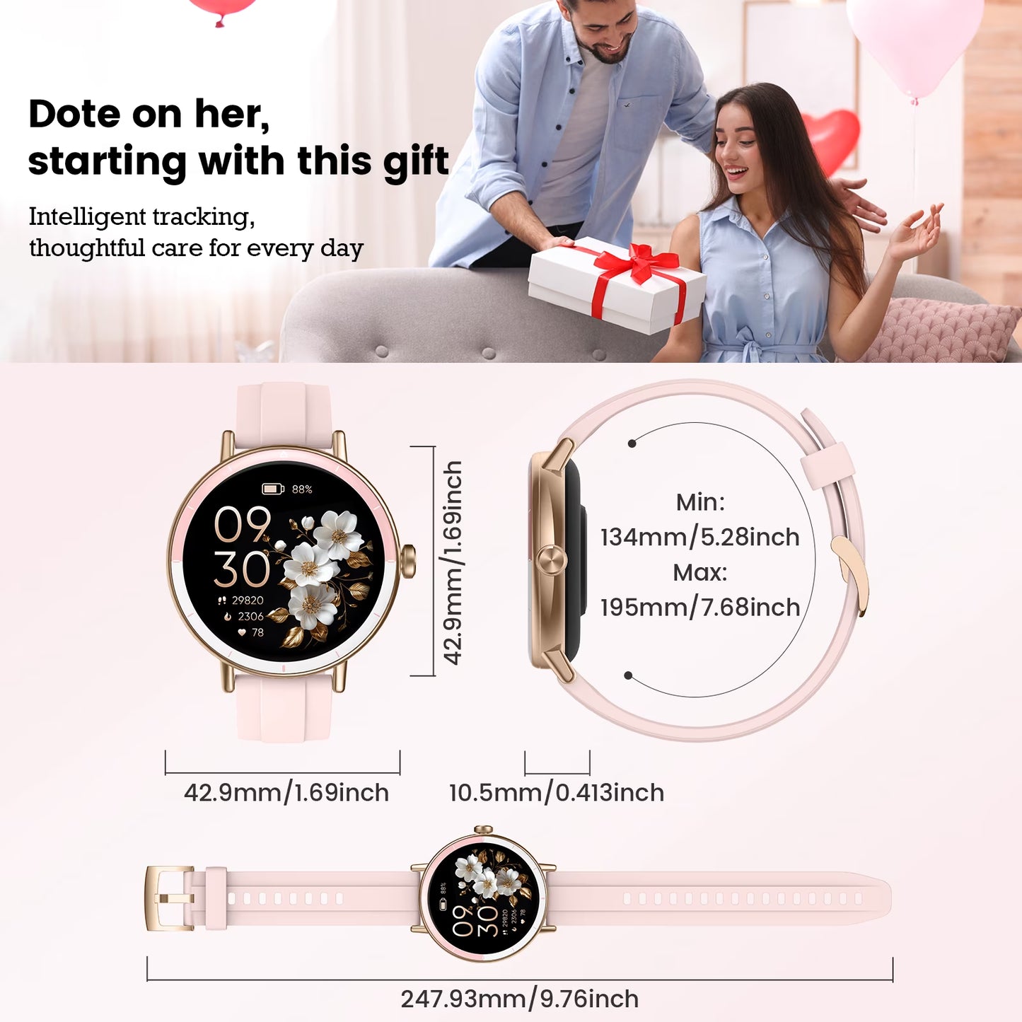 Smart Watches for Women, 1.27" HD Touchscreen Fitness Tracker with Bluetooth Calls, 100+ Sport Modes Ladies Smart Watch, IP68 Waterproof Smartwatch Compatible Ios/Android