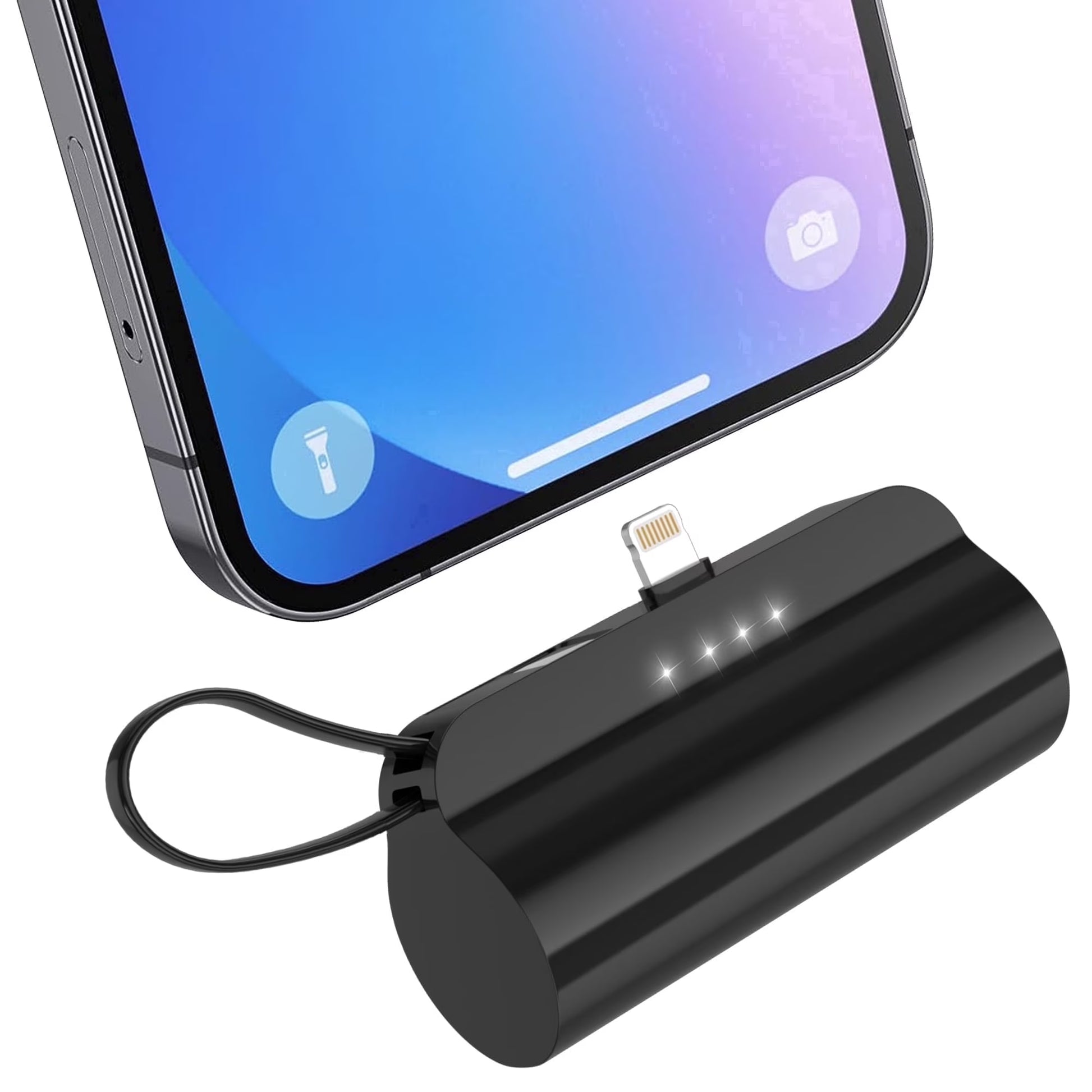 Portable Charger Small Fast Charger 5000Mah Portable Power Pack with Built-In Cables, for Iphone, Samsung