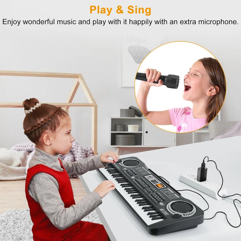 61-Key Kids Electronic Keyboard with Microphone Multifunctional Music Toy