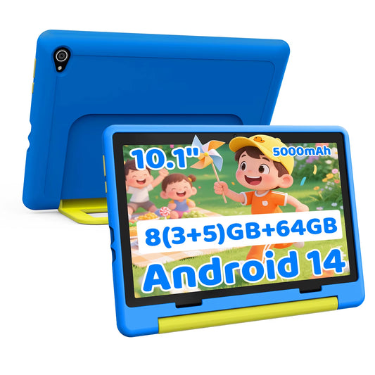 KT1016 Kid Tablet 10.1 Inch Android 14 Quad Core 8GB RAM 64GB ROM 1TB Expand Wifi Bluetooth Children'S Gift Kids Software PC Pad
