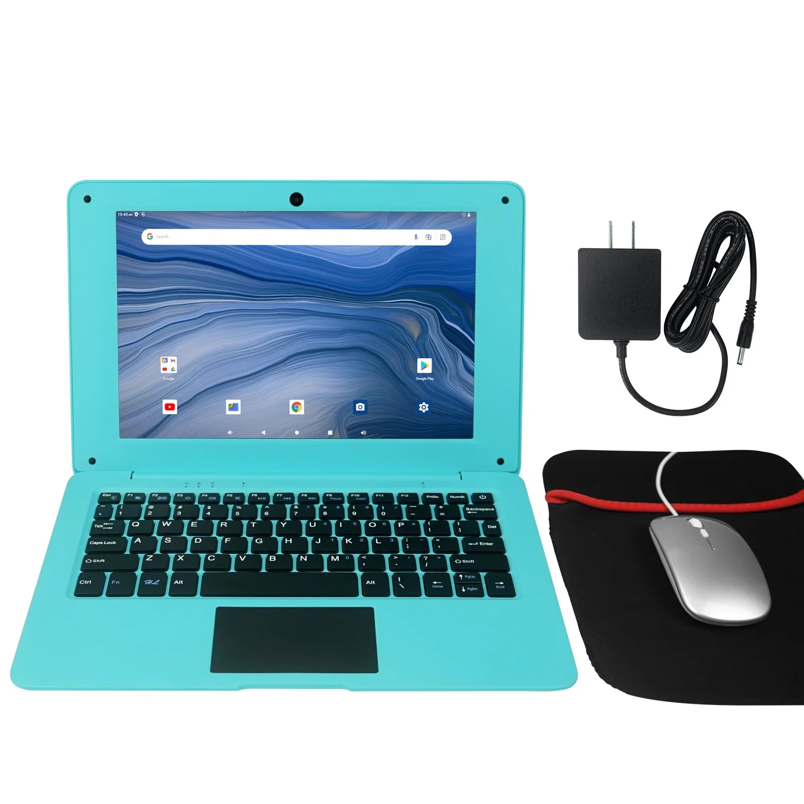 T&C Laptop Computer-10.1" Inch Kids Laptop Powered by Android 7.1.1 OS, 2Gb Ram +32Gb, Bluetooth, Wi-Fi- Blue