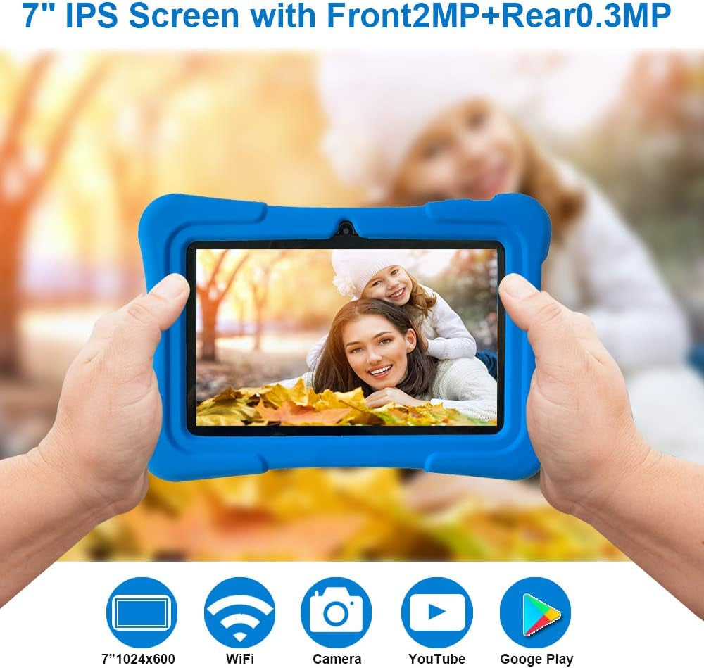 7 Inch Kids Tablets, Androdi 13 Tablet for Toddler, 32GB, Wifi, Educationl, Games,Parental Control, Kids Software Pre-Installed with Kids-Tablet Case, Great Size, Dark Blue