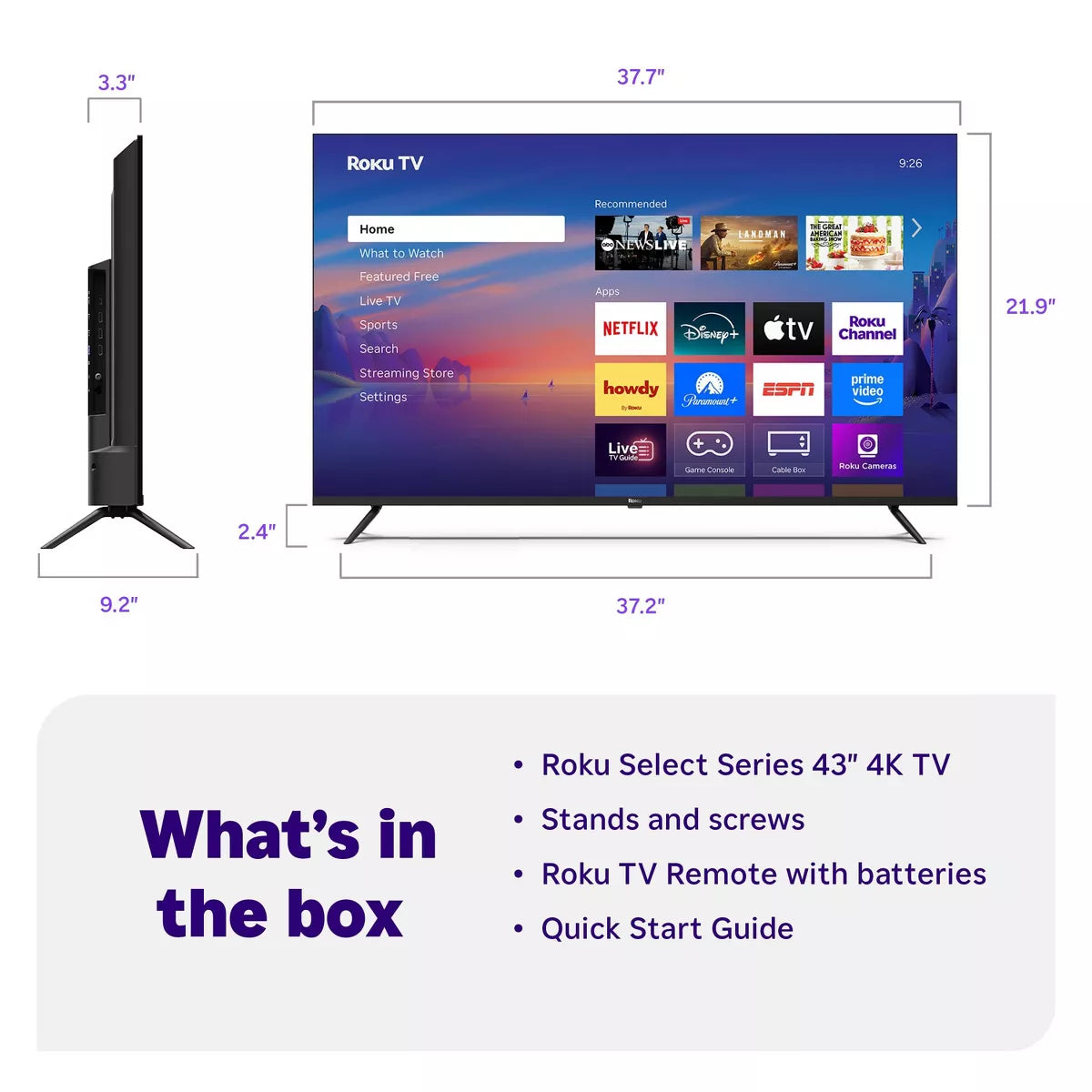 Roku 43" Select Series 4K HDR Smart Roku TV with Roku TV Remote