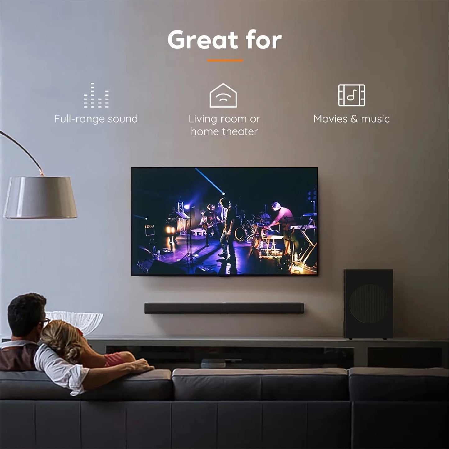 Soundbar with Subwoofer, 2.1 CH Separable Sound Bars for TV, Bluetooth/Hdmi-Arc/Aux/Opt 3D Surround Sound