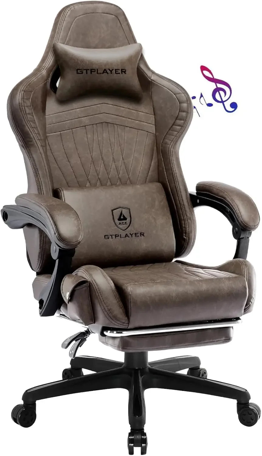 GTPLAYER Gaming Chair, Computer Chair with Footrest and Bluetooth Speakers, High Back Ergonomic Gaming Chair, Reclining Gaming C