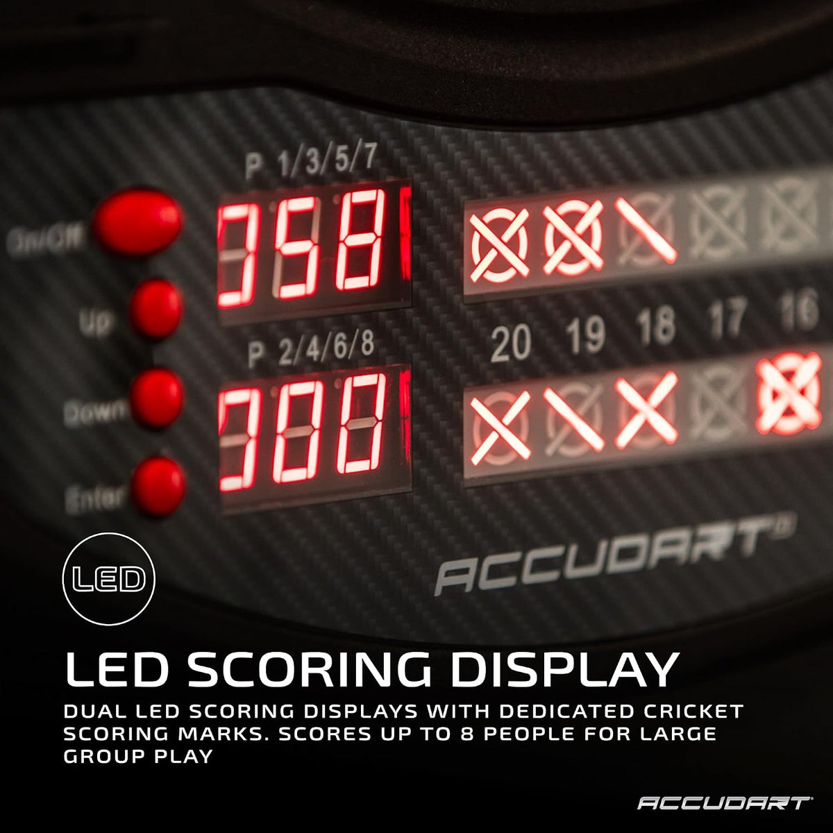 NOVA Electronic Dartboard with Cabinet – 35 Games, 580 Variations, Dual LED Scoring, Auto LED Cabinet Lighting, Virtual Opponent, Ac/Battery Power – Includes Soft Tip Darts