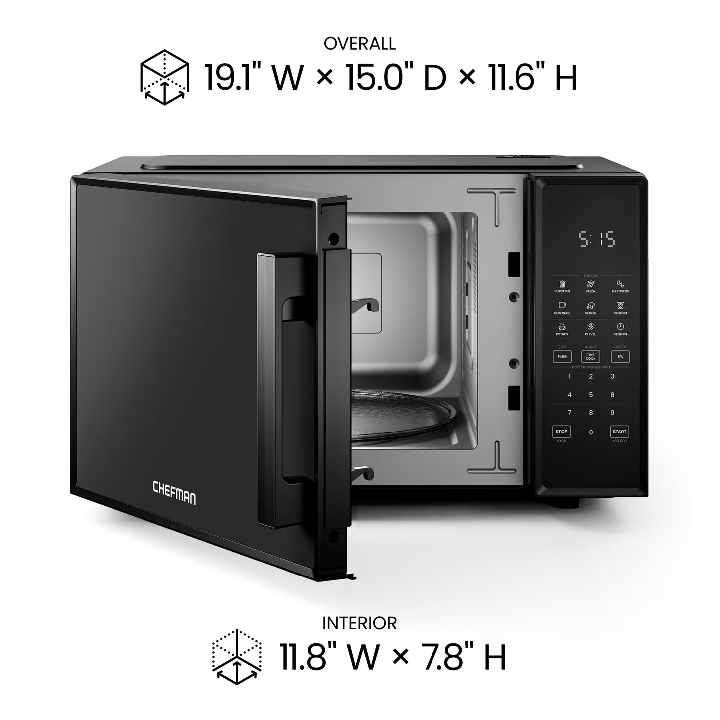 Countertop Microwave Oven 0.9 Cu. Ft., 900 Watts with 6 Presets and 10 Power Levels - Black
