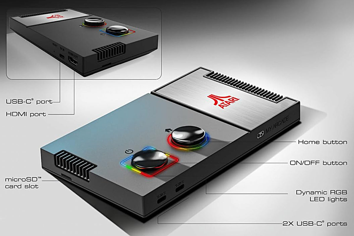 Atari Game Station Pro: Retro Video Game Console with 200+ Games, Wireless Joysticks, RGB LED Lights