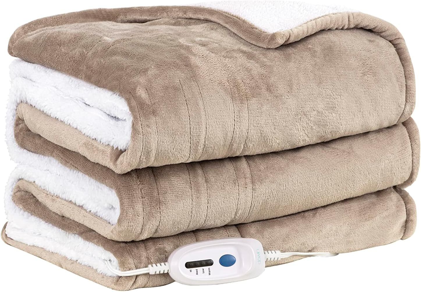 Heated Electric Blanket Throw &Twin Size - 10Hrs Timer Auto-Off & 4 Heating